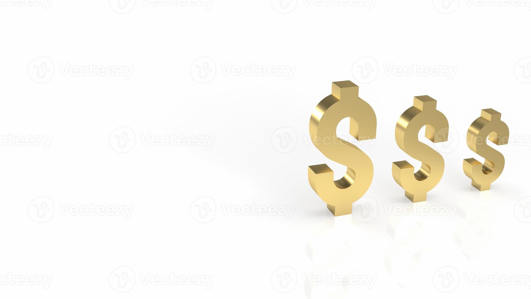The gold dollar symbol on white background for business concept 3d rendering photo