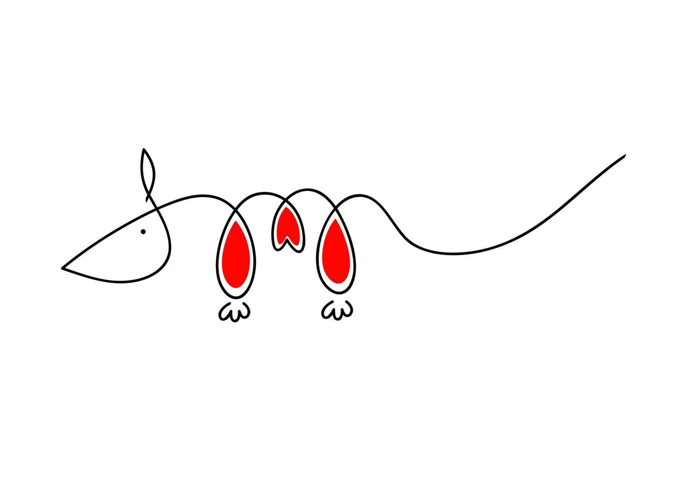 Rat with heart. vector