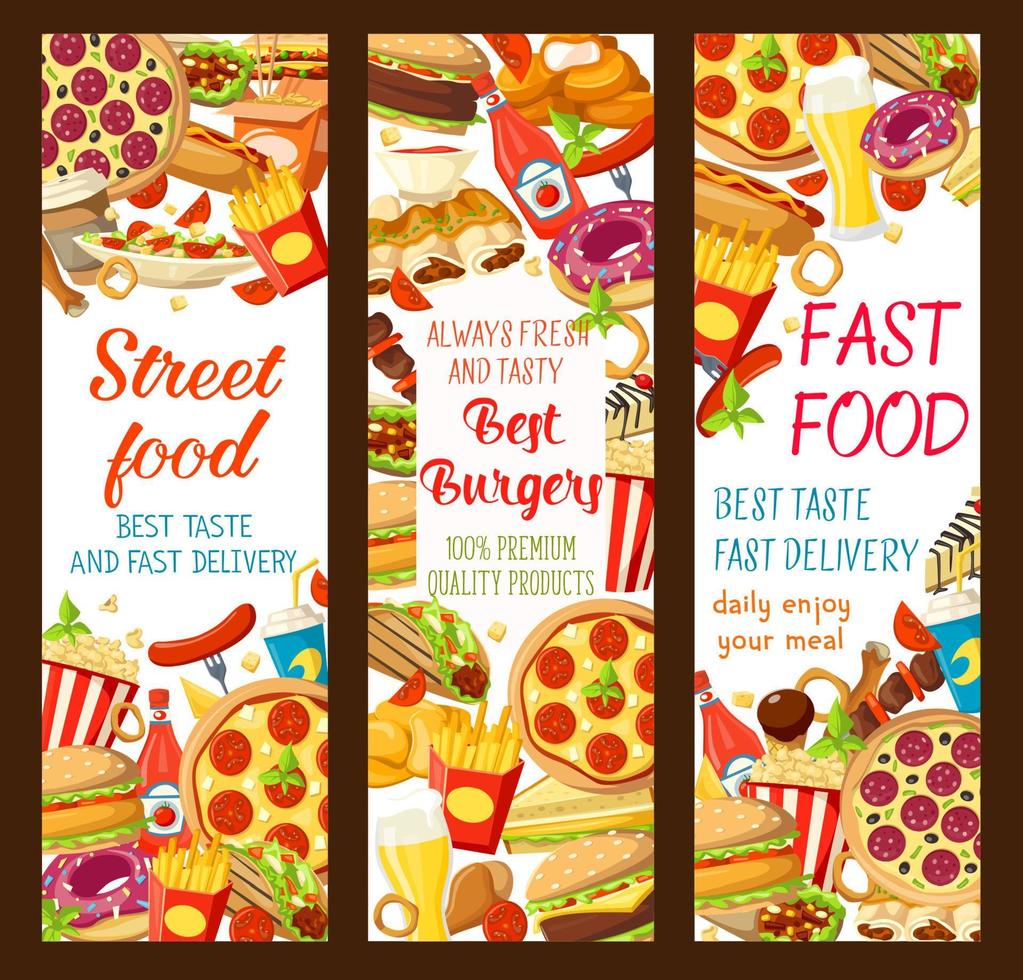 Vector fast food restaurant menu banners