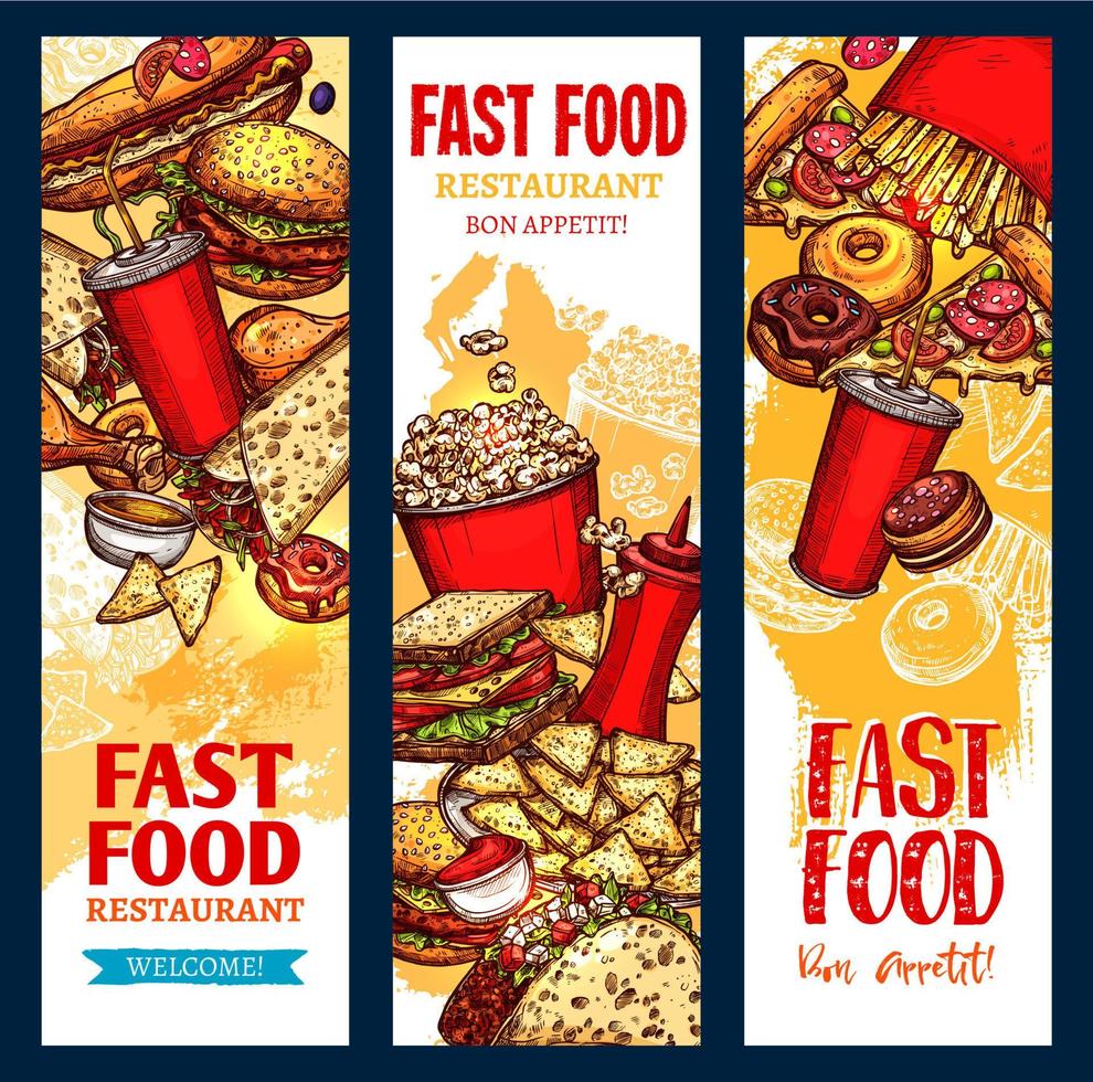 Vector fast food banners for fast food restaurant