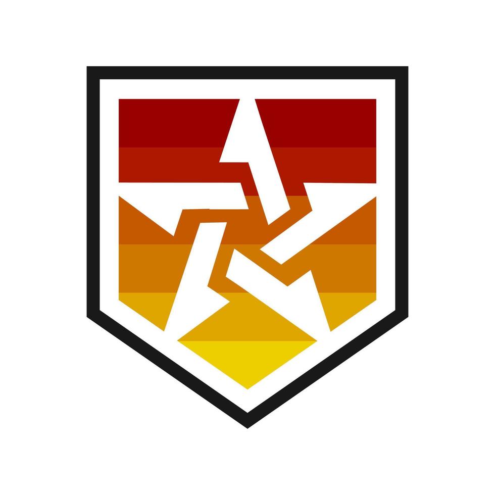 logotipo de estrella abstracto de flechas dentro del escudo vector