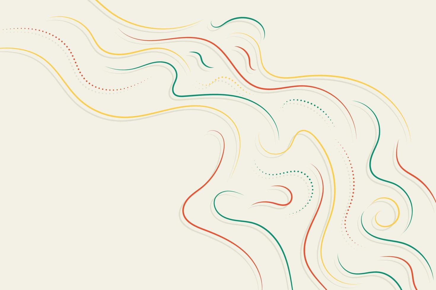 Dynamic red, yellow, and green wavy lines illustration wallpaper vector