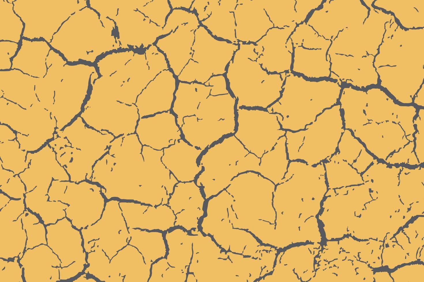 Abstract yellow cracked ground design backdrop. Dirty and grunge nature damaged background vector