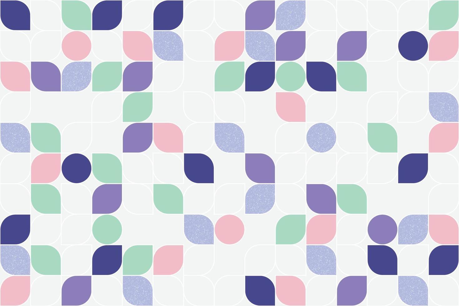 patrón sin costuras de mosaico de hojas abstractas. composición geométrica plana colorida con tracería de hojas y círculos vector