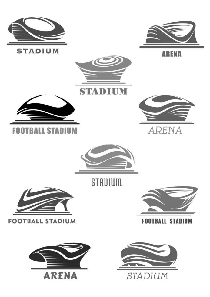Vector football arena or sport stadium icons set