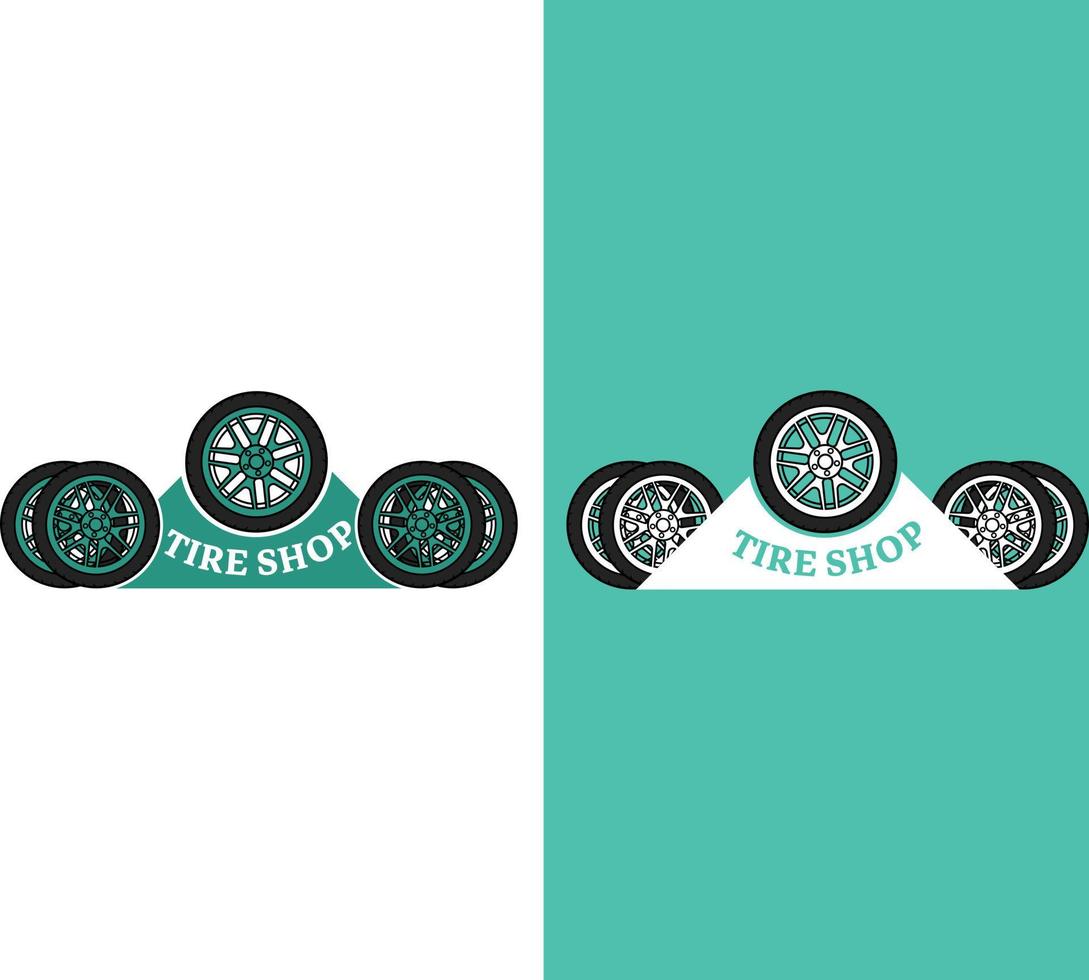 Vector de diseño del logotipo de la llanta de la rueda del neumático del camión, diseño del logotipo de la tienda de neumáticos, conjunto de neumáticos de goma aislados o logotipo del neumático del camión.