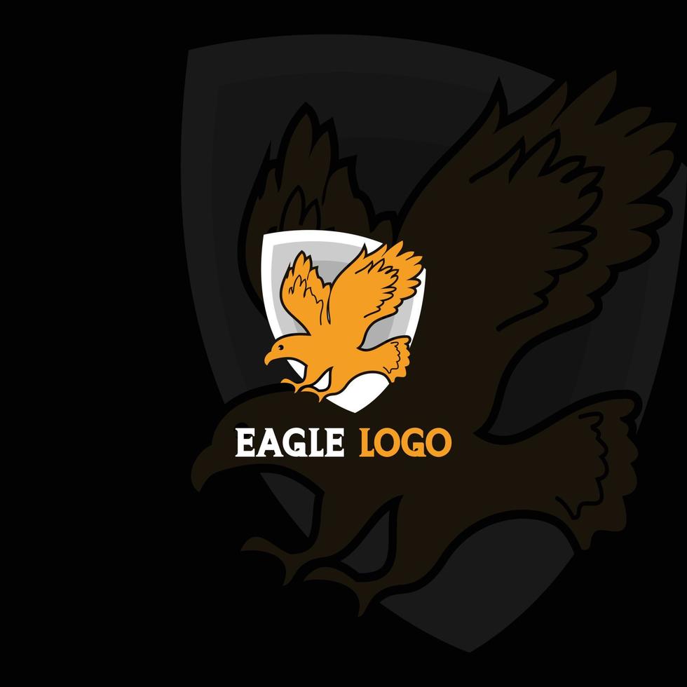 Security shield orange eagle logo design template vector. Bird shield vector, shield bird logo, bird safe logo vector