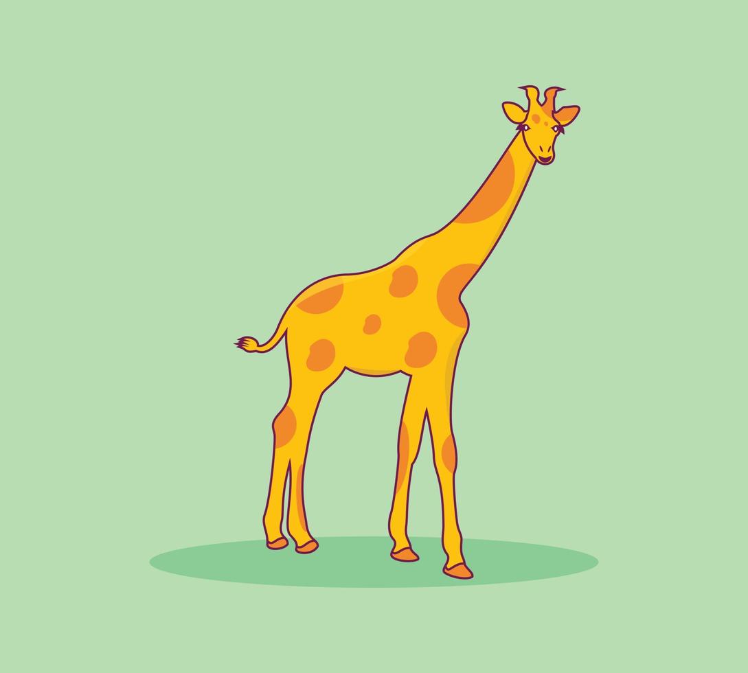 Giraffe mascot cartoon character Vector Icon Illustration. Flat cartoon style icon design.