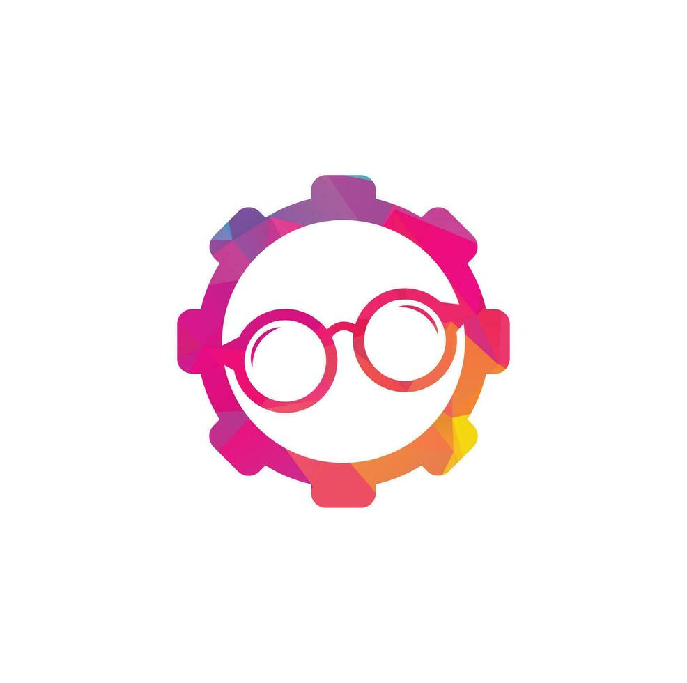 Glasses gear shape concept Logo Design. spectacles icon design template vector