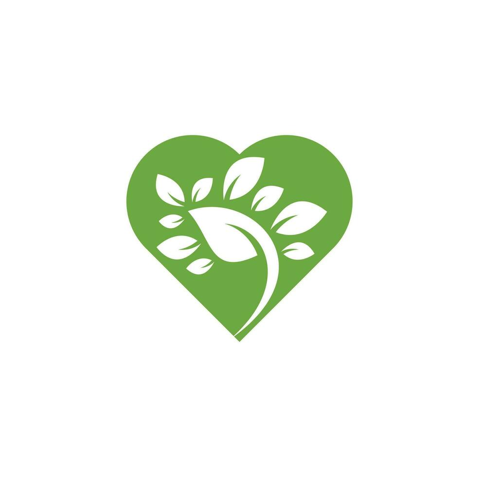 plantilla de logotipo de forma de corazón de hoja. vector de diseño de plantilla de logotipo de hoja de árbol, ilustración de icono.