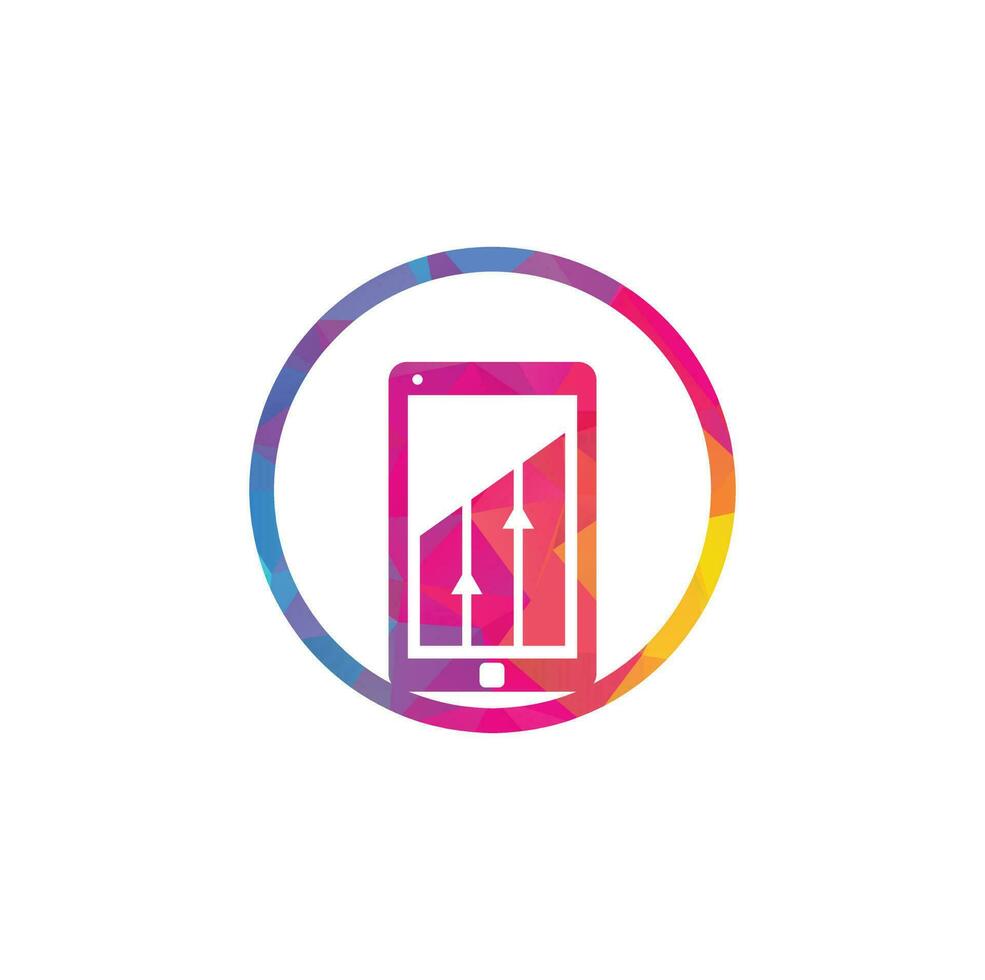 Mobile Graph Logo Template Design. Phone analytics marketing vector logo template
