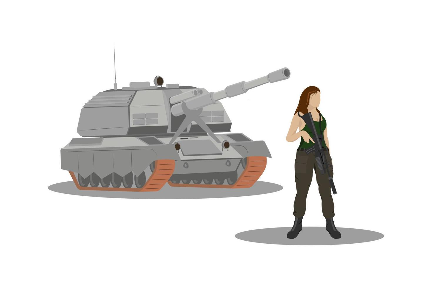 girl with self-propelled artillery.eps vector