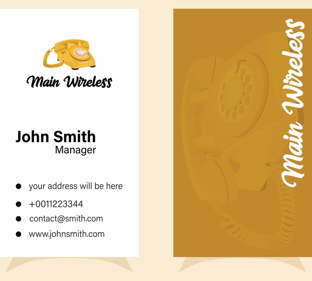 Yellow telephone logo design and business card template icon vector