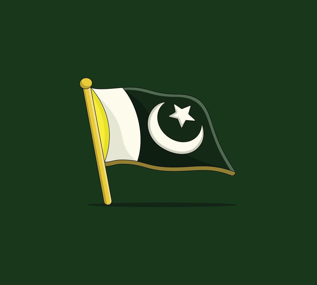 14 de agosto, 75 años de feliz día de la independencia ilustración vectorial de la bandera de pakistán. vector