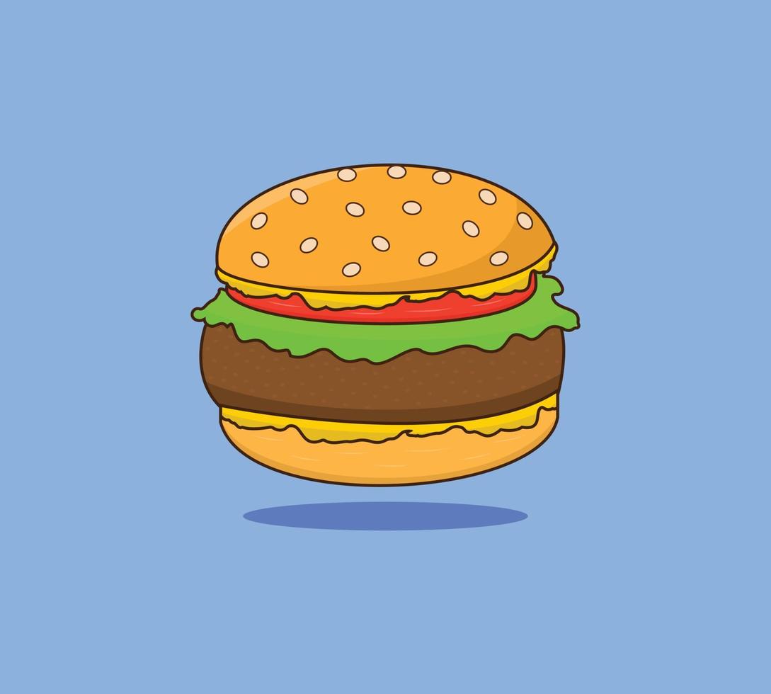 ilustración de icono de vector de dibujos animados de hamburguesa derretida. diseño de icono de estilo de dibujos animados plana.