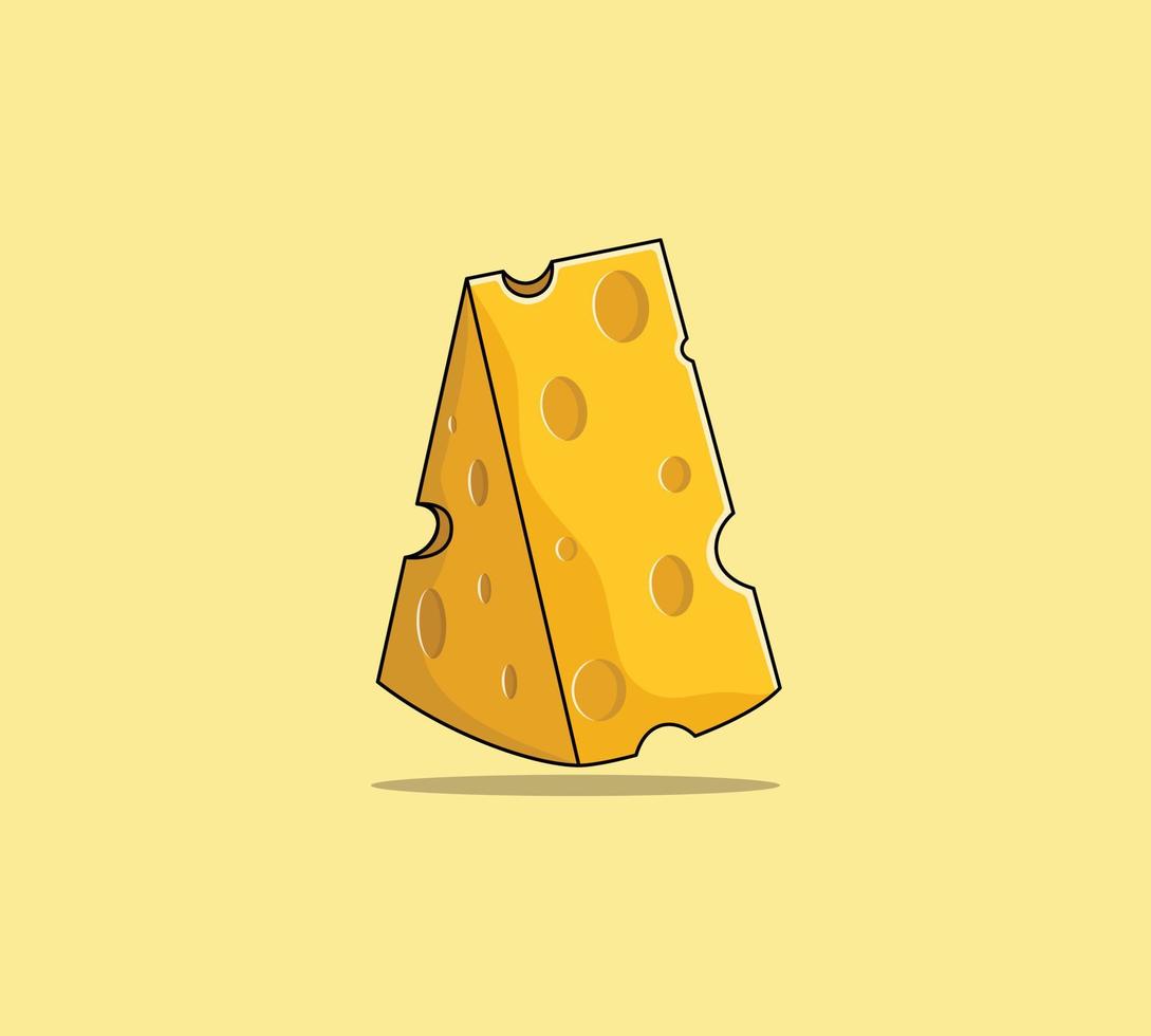 Cheese cartoon vector illustration. Triangle shape cheese vector icon.