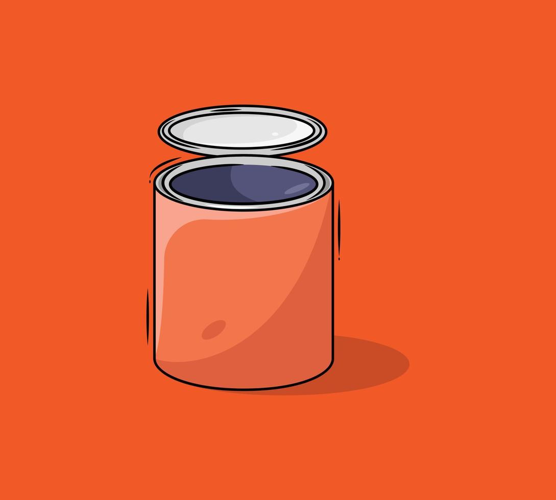 Metal open tin can, canned food cartoon style vector design. Product packing vector design.