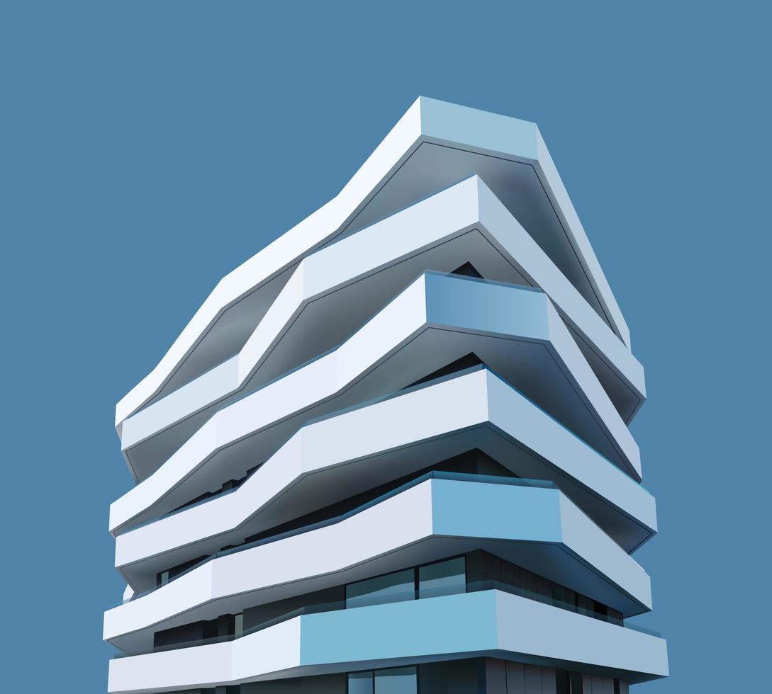 Modern building, skyscraper or apartments against blue sky vector