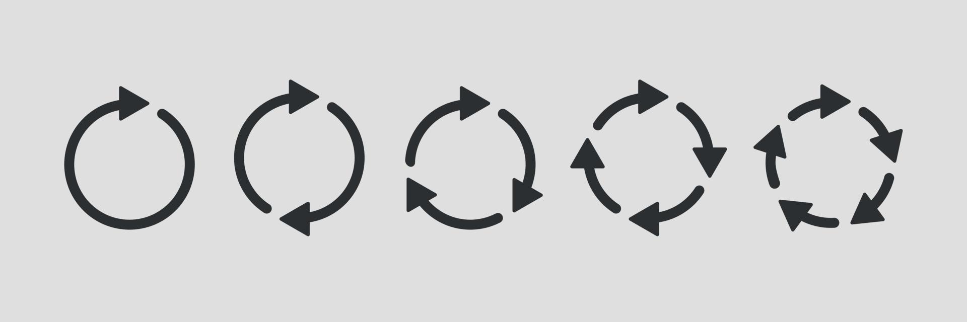 conjunto de flechas infográficas circulares. gráfico de diagrama de negocios. restablecer el signo de rotación de recarga. ilustración vectorial vector