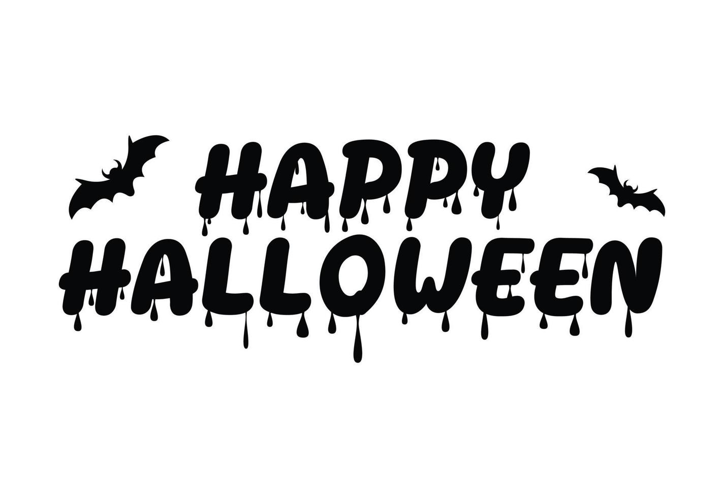 Happy Halloween , Text and Bats, Holiday lettering for banner, Vector illustration.