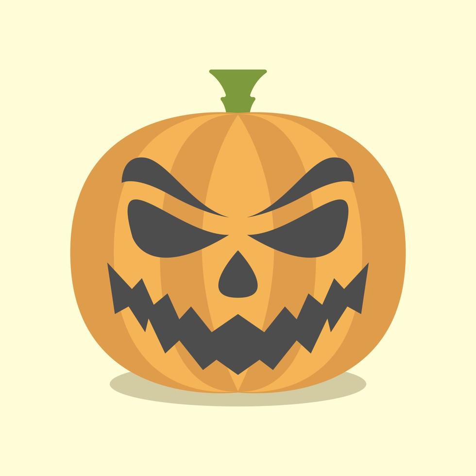 Scary pumpkin face in minimal cartoon style vector