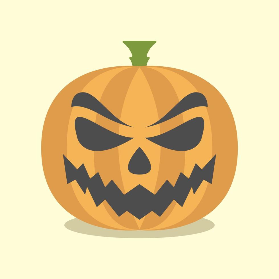 cara de calabaza aterradora en un estilo de dibujos animados mínimo vector