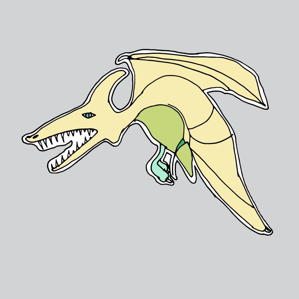 Vector hand drawn dinosaur sticker.