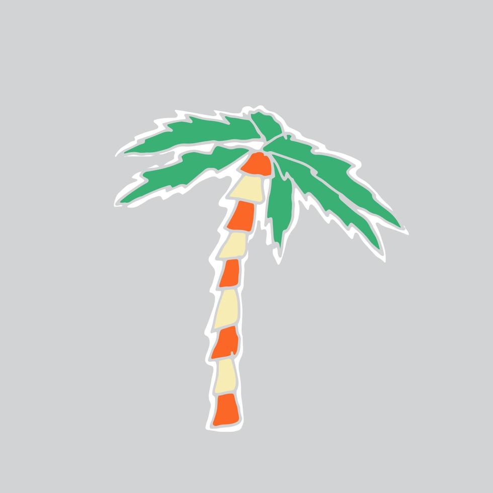 Vector hand drawn palm tree sticker.