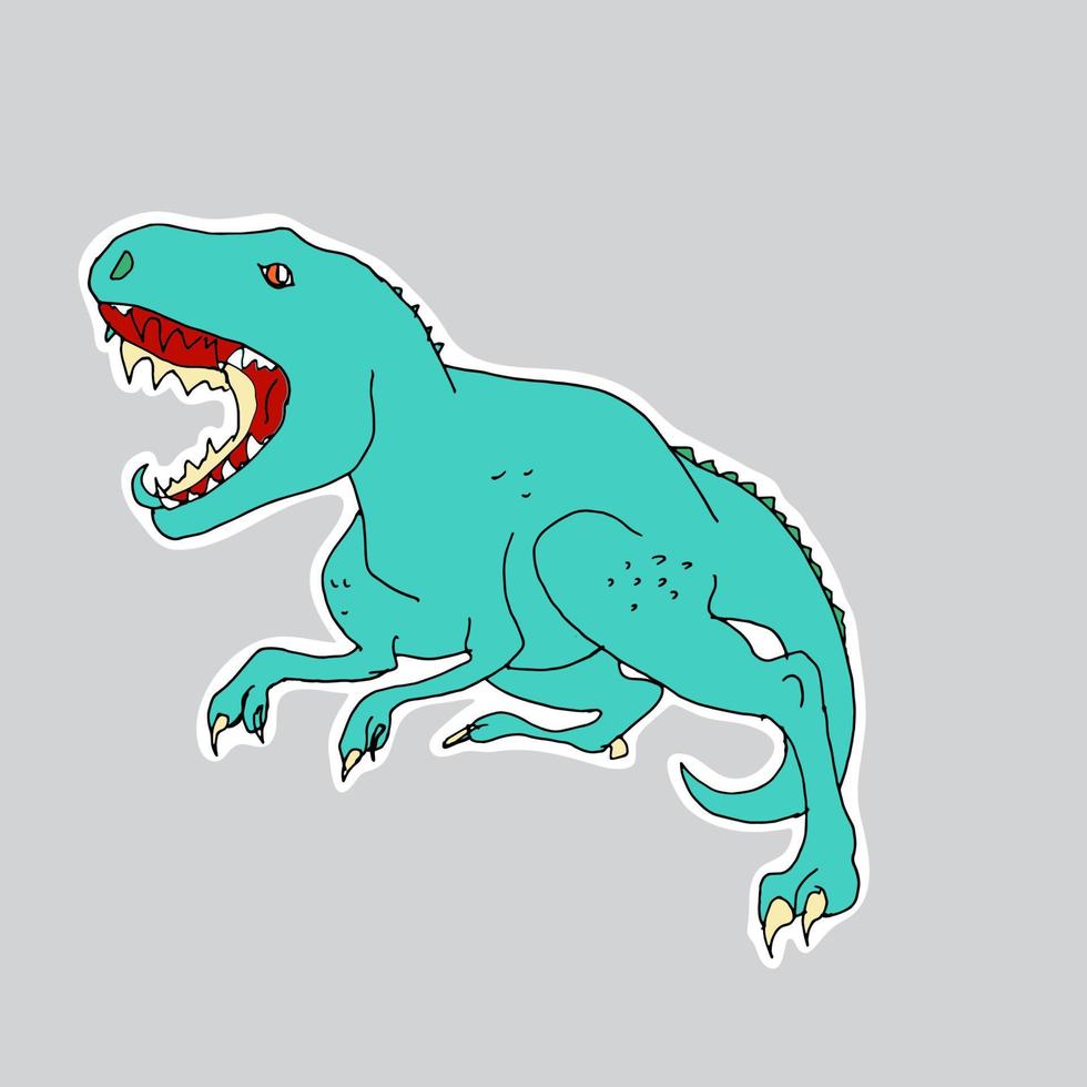 Vector hand drawn dinosaur sticker.