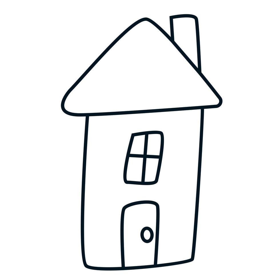 Doodle style house. Vector illustration of hand-drawn