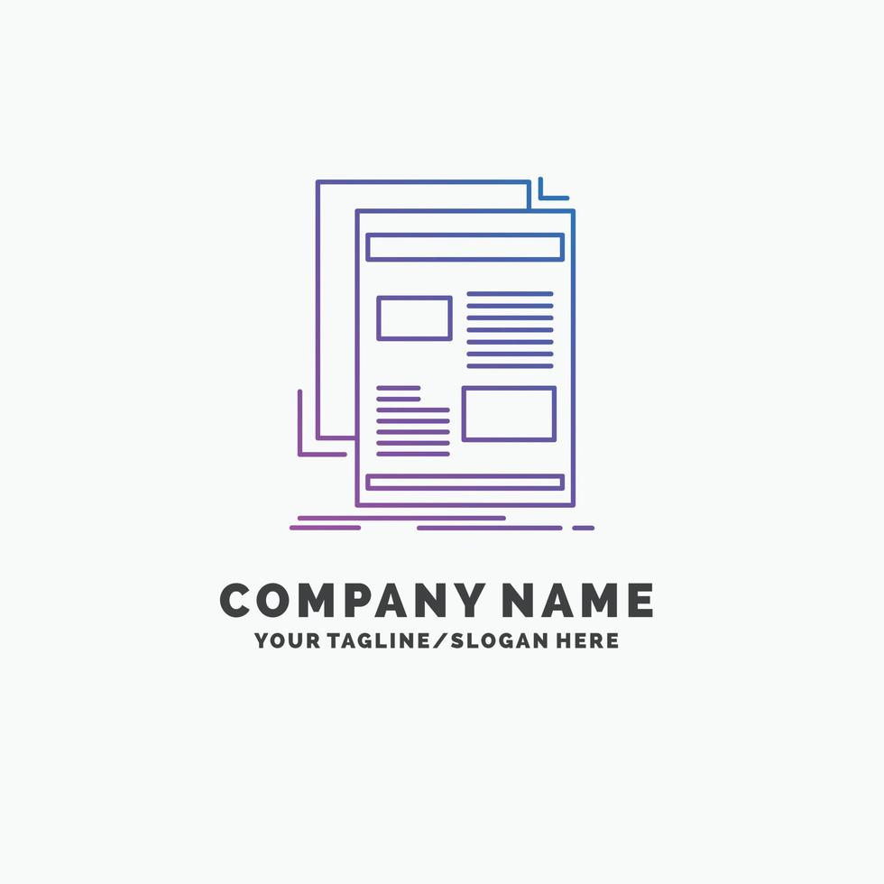 news. newsletter. newspaper. media. paper Purple Business Logo Template. Place for Tagline vector