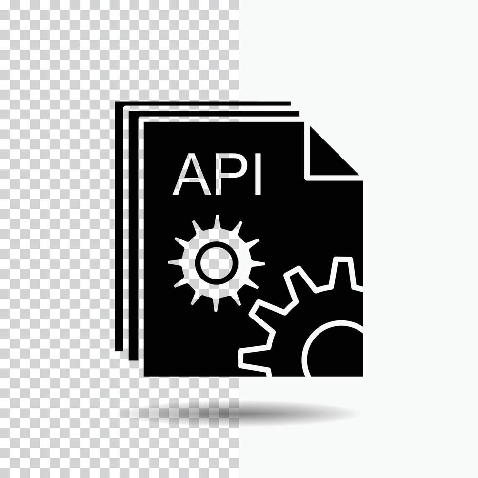 Api. app. coding. developer. software Glyph Icon on Transparent Background. Black Icon vector