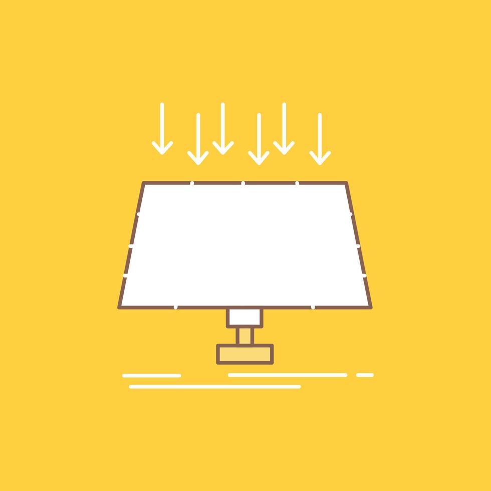 Solar. Panel. Energy. technology. smart city Flat Line Filled Icon. Beautiful Logo button over yellow background for UI and UX. website or mobile application vector