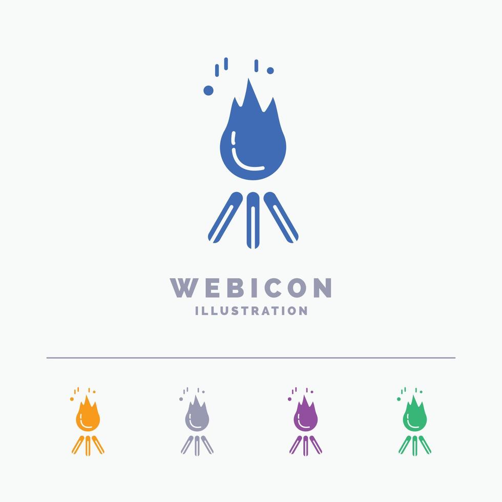 fire. flame. bonfire. camping. camp 5 Color Glyph Web Icon Template isolated on white. Vector illustration