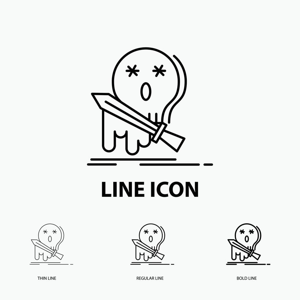 Death. frag. game. kill. sword Icon in Thin. Regular and Bold Line Style. Vector illustration