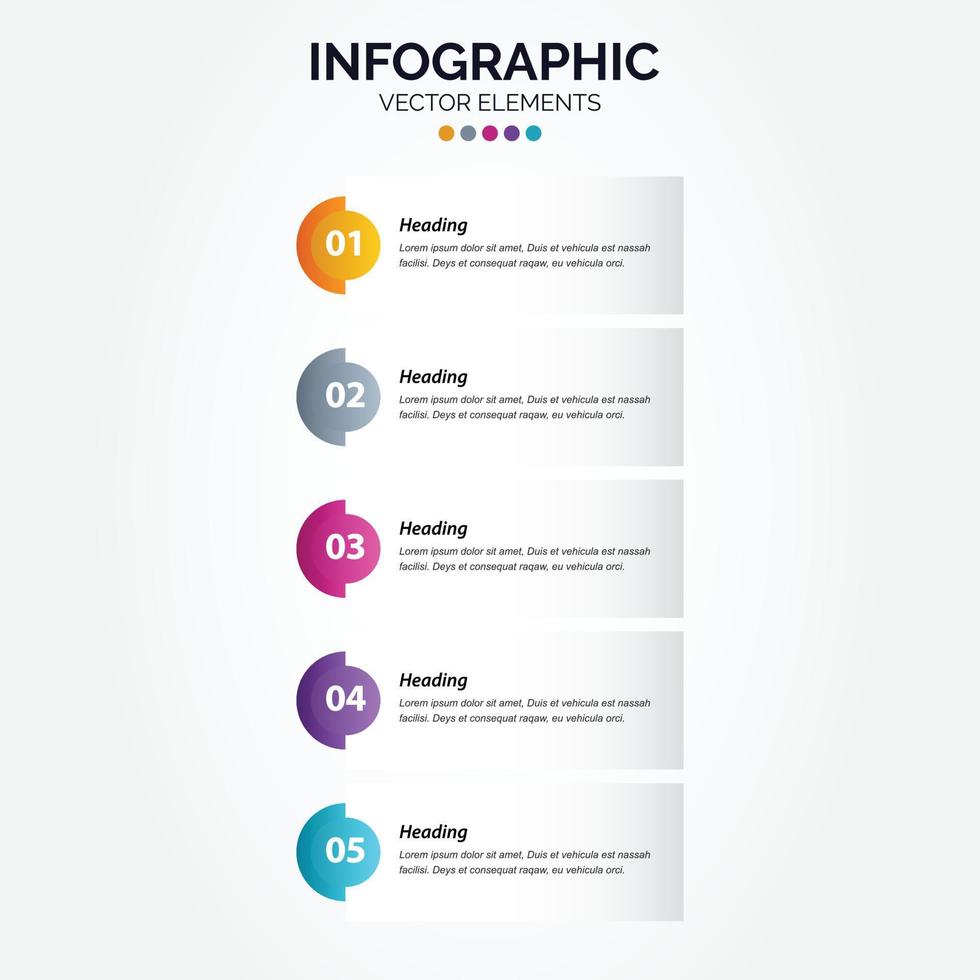 Vertical Infographic arrow design with 5 options or steps. vector