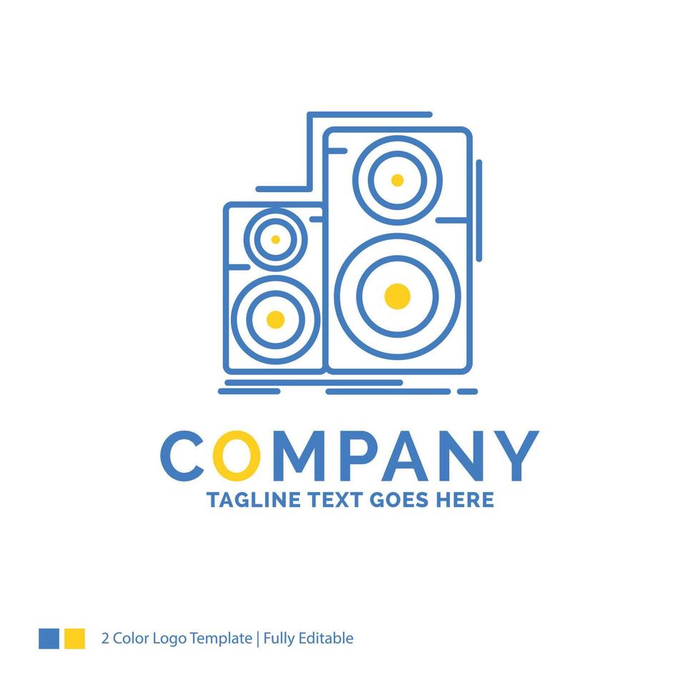 Audio. hifi. monitor. speaker. studio Blue Yellow Business Logo template. Creative Design Template Place for Tagline. vector