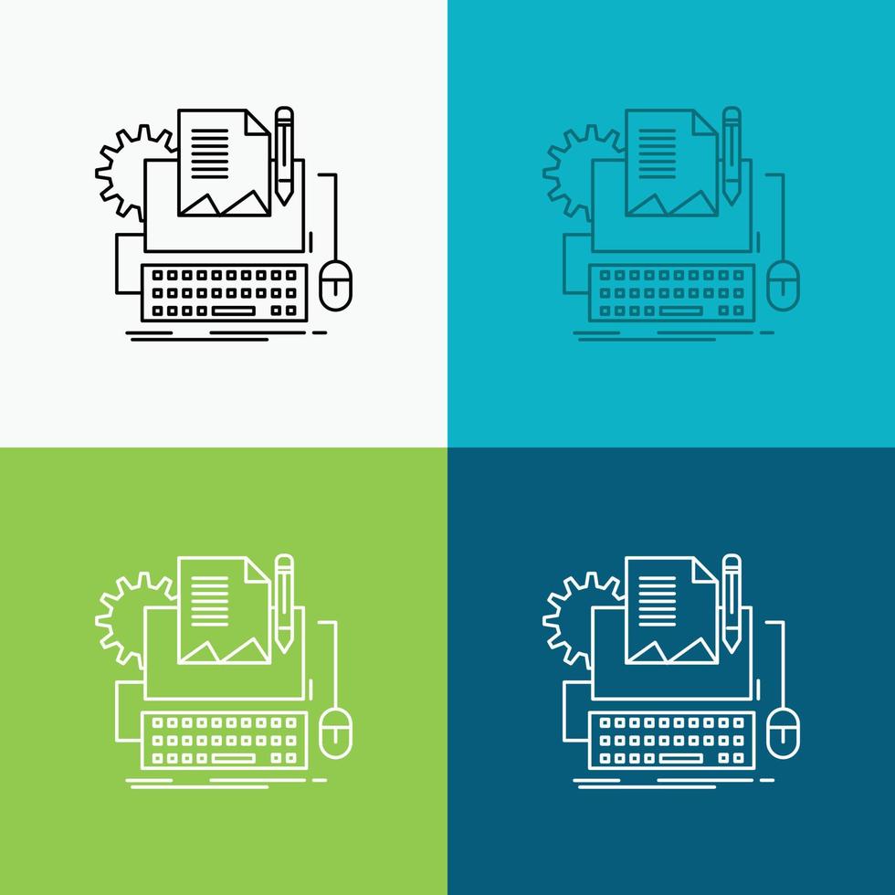 Type Writer. paper. computer. paper. keyboard Icon Over Various Background. Line style design. designed for web and app. Eps 10 vector illustration