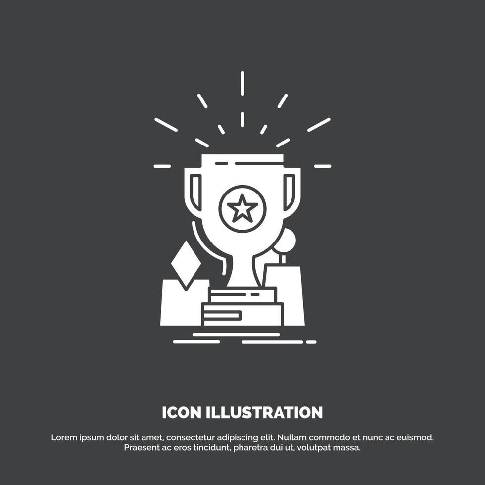 Achievement. award. cup. prize. trophy Icon. glyph vector symbol for UI and UX. website or mobile application