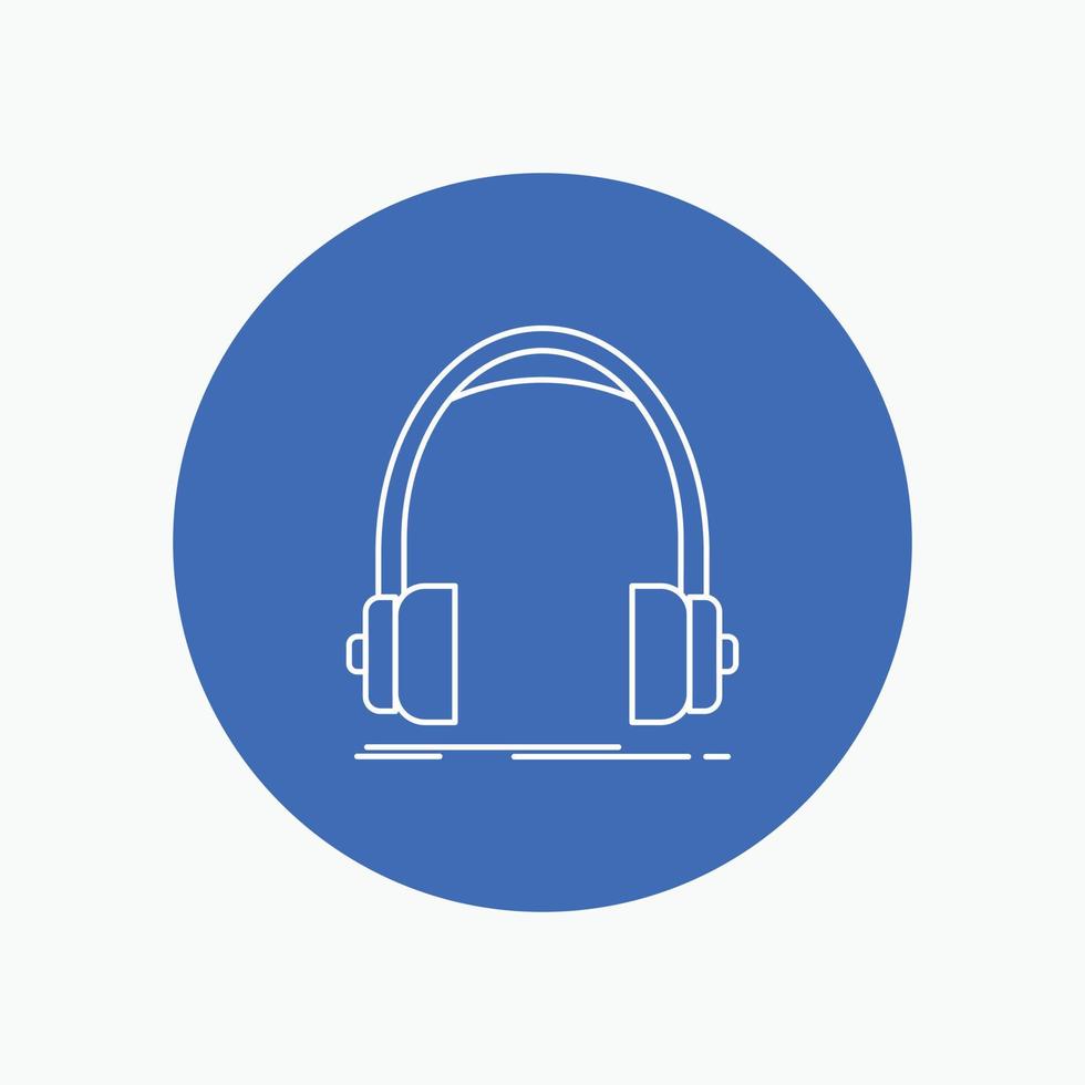 Audio. headphone. headphones. monitor. studio White Line Icon in Circle background. vector icon illustration