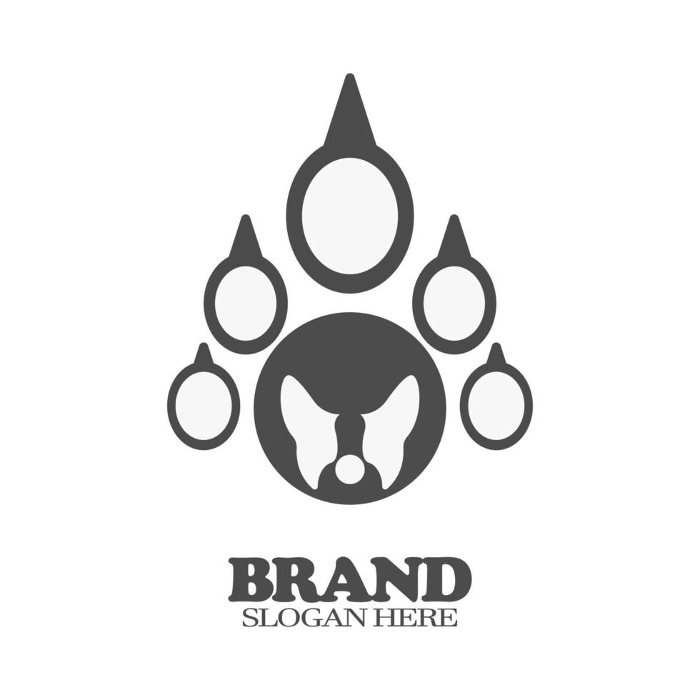 dog paw and butterfly logo icon vector
