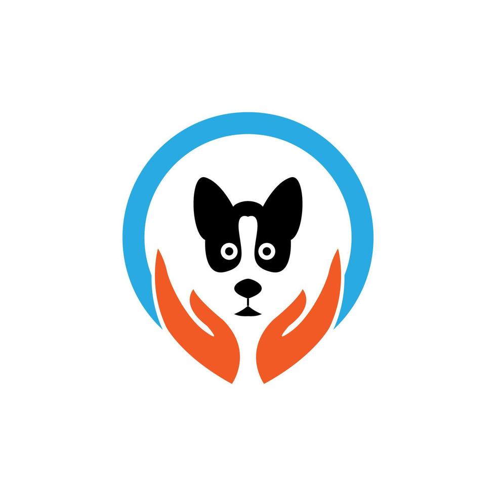 dog and two human palms in a semicircle icon vector