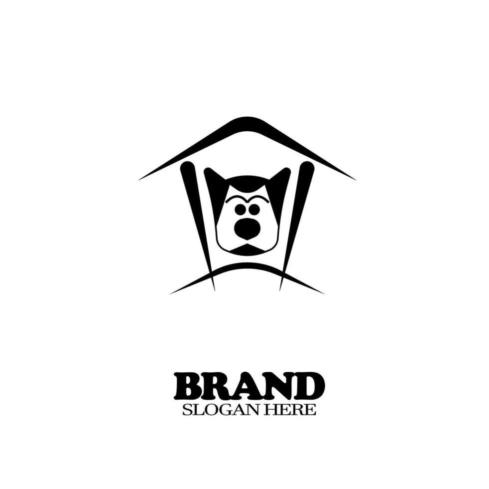 cabeza de perro en el logo del icono de una casa vector