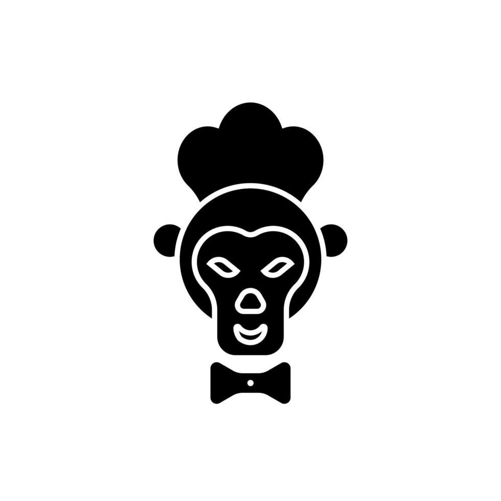cabeza de mono con sombrero de chef y logotipo de icono de corbata vector