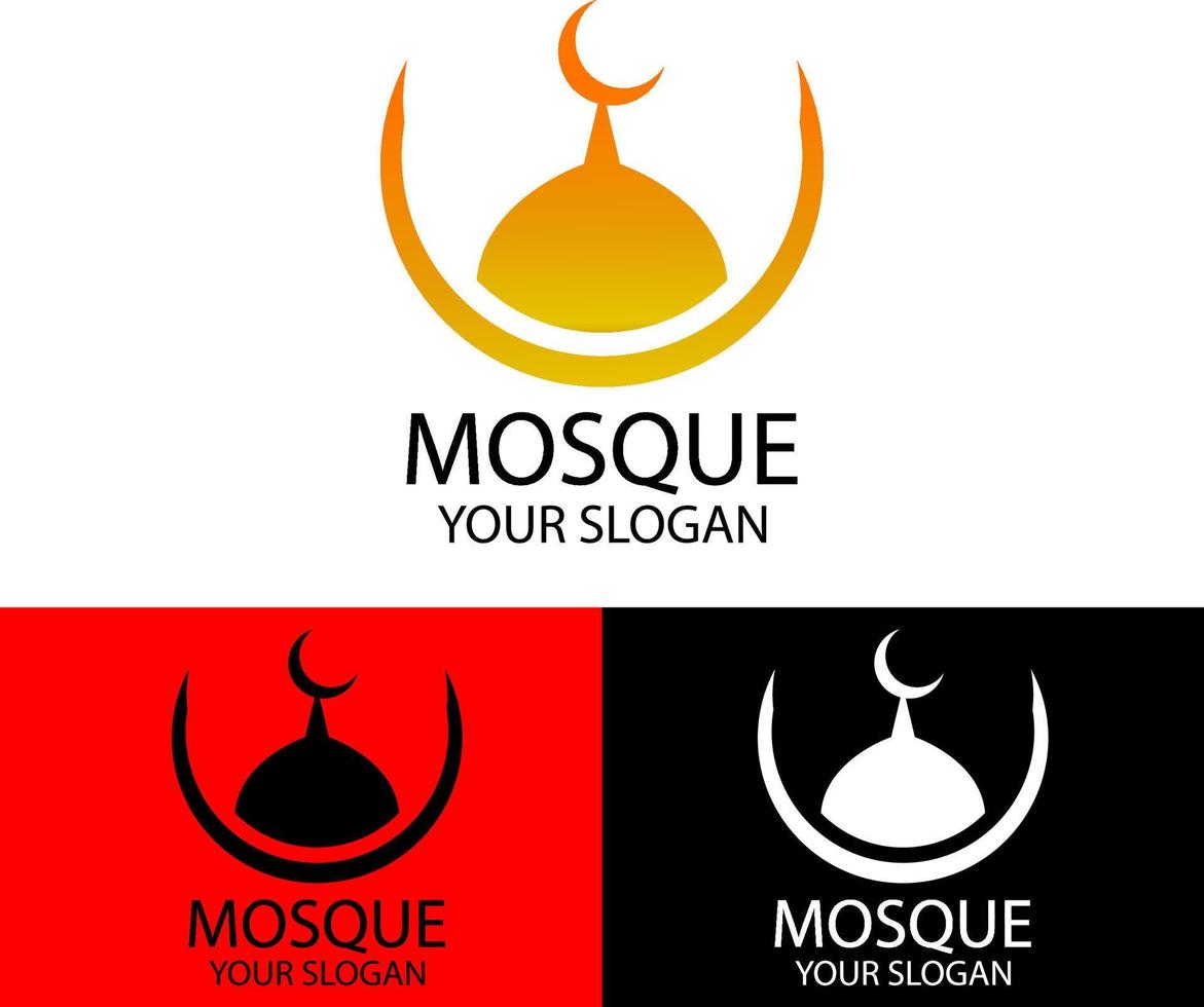 mosque dome and crescent moon under icon logo vector