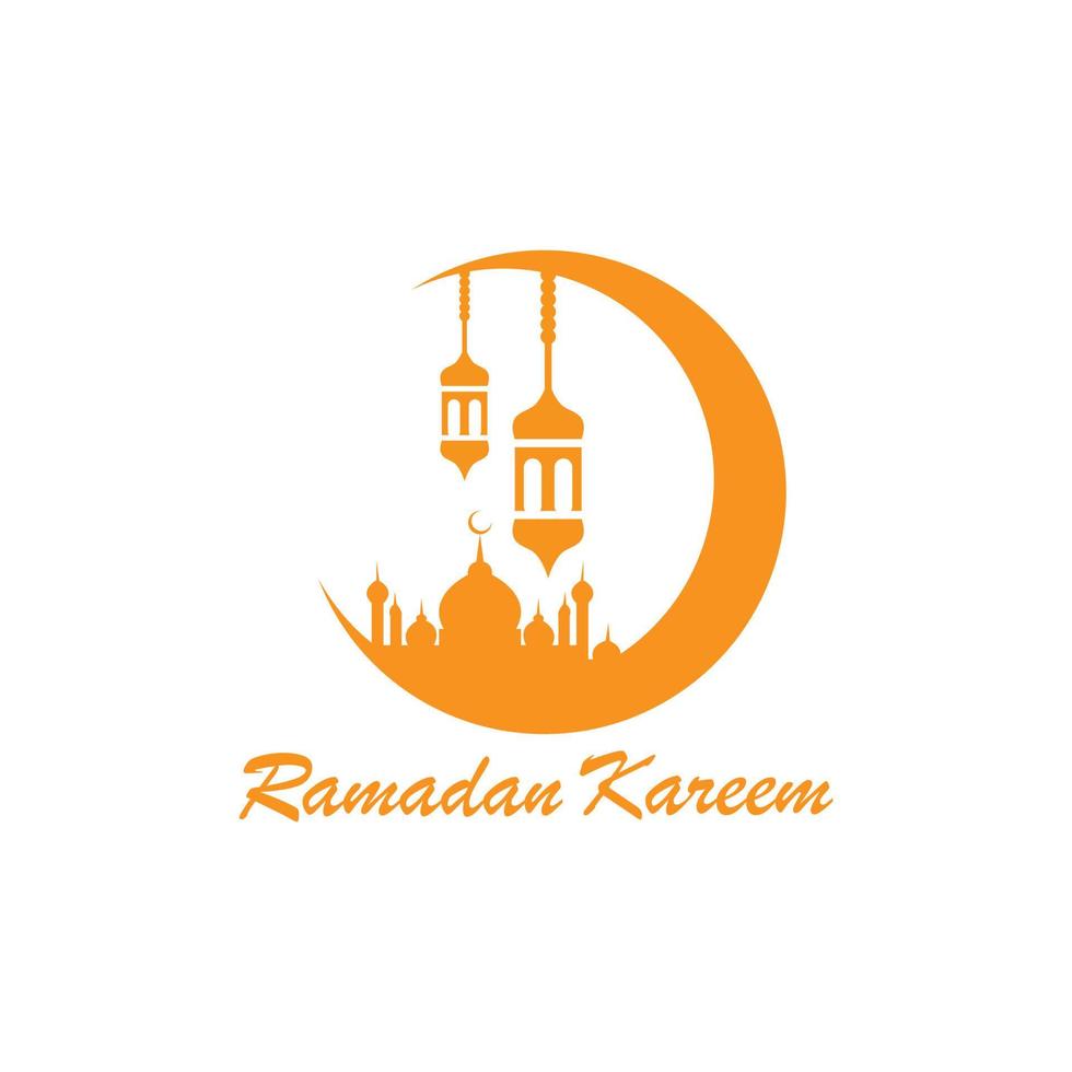 mosque and golden crescent icon logo vector