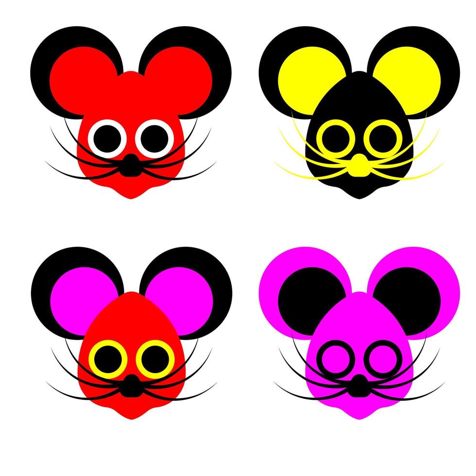 ratón con una selección de logotipos de iconos de colores vector