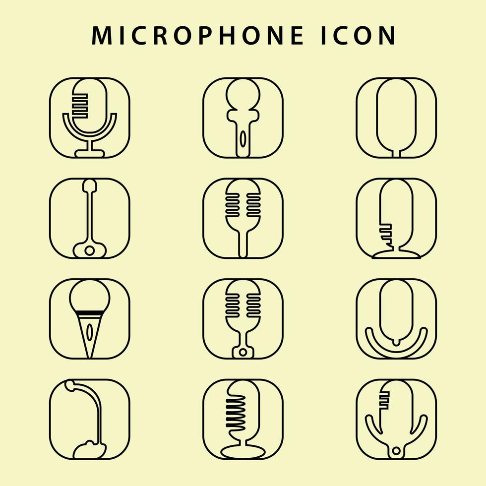 conjunto de nueve iconos de micrófono vector