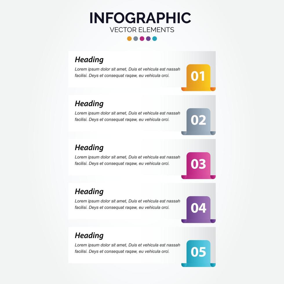 Timeline 5 options Vertical Infographic for presentations workflow process diagram flow chart report vector