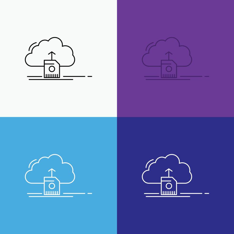 cloud. upload. save. data. computing Icon Over Various Background. Line style design. designed for web and app. Eps 10 vector illustration